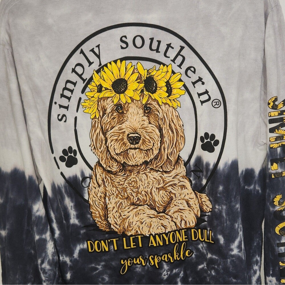 Simply Southern Don't let anyone dull your sparkle L/S Tie Dye Dog T-Shirt MED